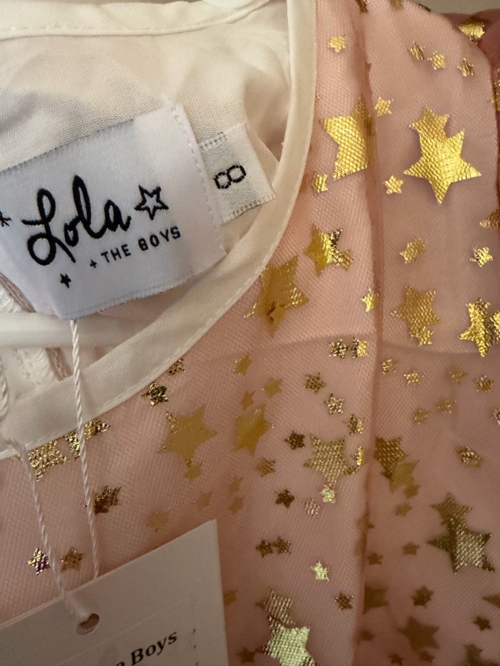 Girls Pink Star-Print Tulle Party Dress - Picture 4 of 4
